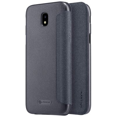 Nillkin Sparkle műanyag telefontok (mikroszálas bőr flip, oldalra nyíló) Fekete [Samsung Galaxy J5 (2017) (SM-J530)]