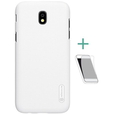 Nillkin Super Frosted műanyag hátlapvédő telefontok (gumírozott, érdes felület, kijelzővédő fóliával) Fehér [Samsung Galaxy J5 (2017) (SM-J530)]