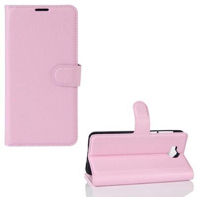 Telefontok álló, bőr hatású (flip, oldalra nyíló, asztali tartó funkció) Rózsaszín [Huawei Y5 (2017), Y6 (2017)]