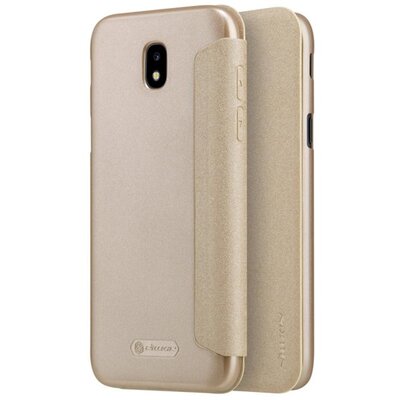 Nillkin Sparkle műanyag telefontok (bőr flip, oldalra nyíló) Arany [Samsung Galaxy J7 (2017) (SM-J730)]