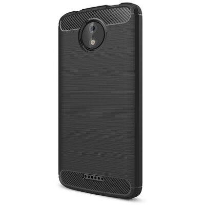 Hátlapvédő telefontok gumi / szilikon (karbon minta) Fekete [Motorola Moto C+ Plus (XT1723)]