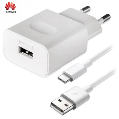 Huawei HW-059200EHQ Hálózati töltő USB aljzat (5V / 2000mA, HI1121 Type-C kábel, gyorstöltés támogatás), Fehér [Huawei Honor 8, Honor 8 Premium, Honor 8 Pro, H