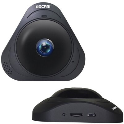 Escam Q8 kamera (Wifi infra IP, 360°-os panoráma kép , hang adás/rögzítés) FEKETE