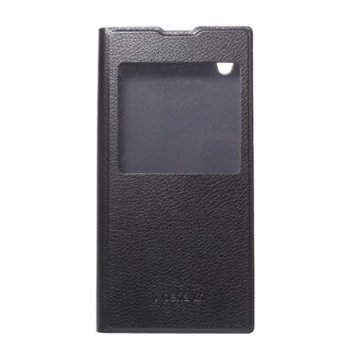 Telefontok álló, bőr hatású (flip, oldalra nyíló, S-View Cover) Fekete [Sony Xperia L1]