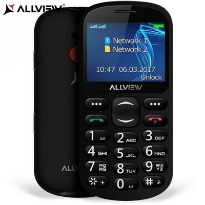 Allview TELEFON készülék, DECT/hordozható ALLVIEW D1 Senior FEKETE 2SIM / DUAL SIM két kártya egy időben