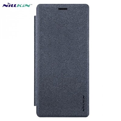Nillkin Sparkle műanyag telefontok (mikroszálas bőr flip, oldalra nyíló) Fekete [Samsung Galaxy Note 8 (SM-N950F)]