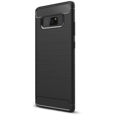 Hátlapvédő telefontok gumi / szilikon (közepesen ütésálló, szálcsiszolt, karbonminta) Fekete [Samsung Galaxy Note 8 (SM-N950)]