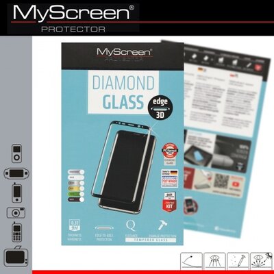 Myscreen Kijelzővédő üvegfólia (1 db-os, 3D full cover, íves, ultravékony előlap, edzett üveg, karcálló, 0.33 mm, 9H) FEKETE [Samsung Galaxy S7 EDGE (SM-G935)]