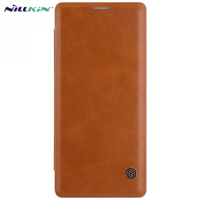 Nillkin Qin Telefontok álló, bőr hatású (flip, oldalra nyíló, bankkártya tartó) Barna [Samsung Galaxy Note 8 (SM-N950)]
