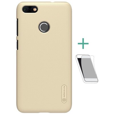 Nillkin Super Frosted műanyag hátlapvédő telefontok (gumírozott, érdes felület, kijelzővédő fóliával) Arany [Huawei P9 lite mini]