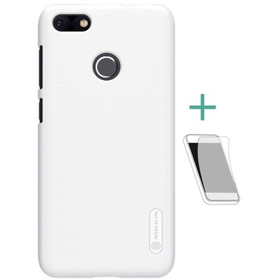 Nillkin Super Frosted műanyag hátlapvédő telefontok (gumírozott, érdes felület, kijelzővédő fóliával) Fehér [Huawei P9 lite mini]