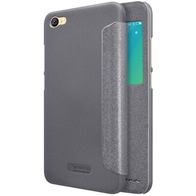 Nillkin Sparkle műanyag telefontok (mikroszálas bőr flip, oldalra nyíló, hívószámkijelzés, View Window) Fekete [Xiaomi Redmi Note 5A]