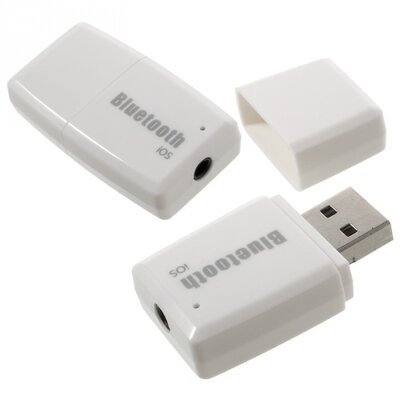 BLUETOOTH audió adapter (USB csatlakozó 4.1 + EDR, 3.5 mm jack aljzat, Android, IOS támogatás), Fehér [Apple iPhone 7 , iPhone 8, iPhone 8 Plus, iPhone X]