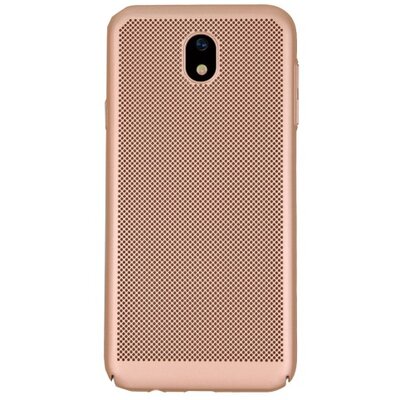 Műanyag hátlapvédő telefontok (gumírozott, lyukacsos minta) Arany [Samsung Galaxy J5 (2017) (SM-J530)]