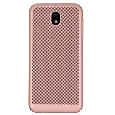 Műanyag hátlapvédő telefontok (gumírozott, lyukacsos minta) RoseGold [Samsung Galaxy J5 (2017) SM-J530 EU]