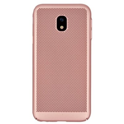 Műanyag hátlapvédő telefontok (gumírozott, lyukacsos minta) RoseGold [Samsung Galaxy J3 (2017) SM-J330 EU]