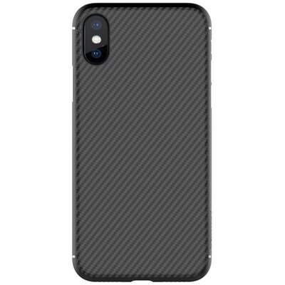 Nillkin Synthetic Fiber műanyag hátlapvédő telefontok (szintetikus bőrbevonat, karbon minta) Fekete [Apple iPhone X]