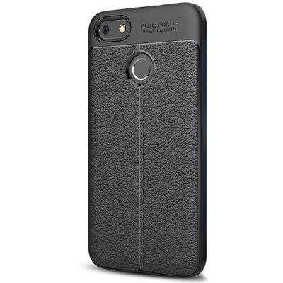 Hátlapvédő telefontok gumi / szilikon (bőrhatás, varrás minta) Fekete [Huawei P9 lite mini]