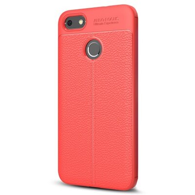 Hátlapvédő telefontok gumi / szilikon (bőrhatás, varrás minta) Piros [Huawei P9 lite mini]