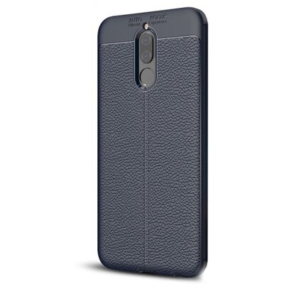 Hátlapvédő telefontok gumi / szilikon (bőrhatás, varrás minta) SötétKék [Huawei Mate 10 Lite]