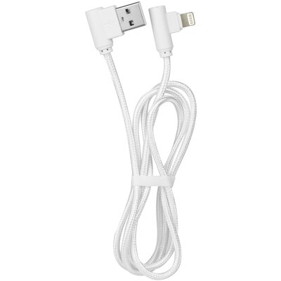 USB kábel - Apple Iphone pasuje do Iphone 5/5S/5SE/6/6 Plus/6s/7/7 Plus/iPad Min/8/8 Plus/ X, fehér (90 fokos csatlakozó végekkel)
