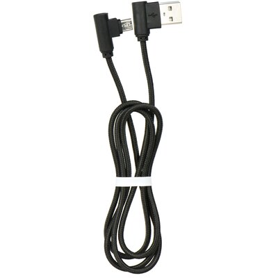 USB kábel - microUSB, fekete (90 fokos csatlakozó végekkel)