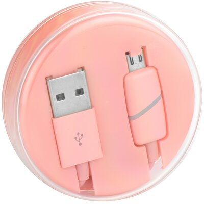 Kábel Micro USB BOX Ring, rózsaszín