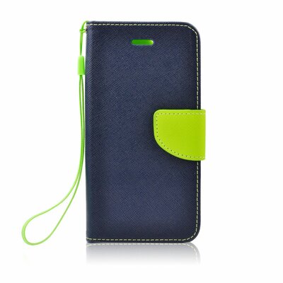 Oldalra nyíló flipes telefontok, kellemes bőr hatású, bankkártya zseb, kitámasztható - Xiaomi Redmi Note 5A, TengerKék-Limezöld