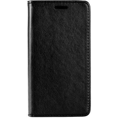 Flipes oldalra nyíló bőrhatású telefontok, mágneses flip zárás, bankkártya zseb - Huawei Y7, fekete