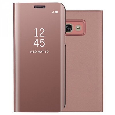 Telefontok álló, (aktív flip, oldalra nyíló, tükrös felület, Smart View Cover) RoseGold [Samsung Galaxy A3 (2017) SM-A320F]