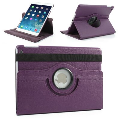 Tablet védőtok álló, bőr (FLIP, asztali tartó funkció, 360°-ban forgatható) LILA [Apple IPAD Air 2]