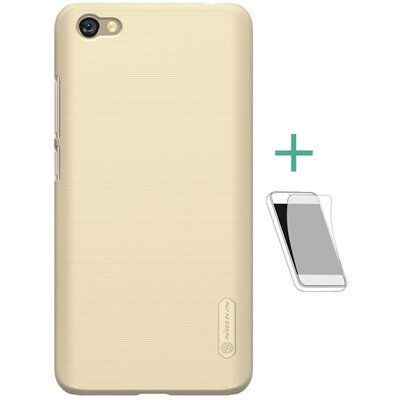 Nillkin Super Frosted műanyag hátlapvédő telefontok (gumírozott, érdes felület, kijelzővédő fóliával) Arany [Xiaomi Redmi Note 5A]