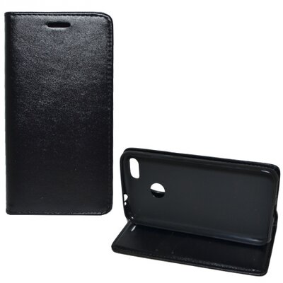 Telefontok álló, bőr hatású (flip, oldalra nyíló, asztali tartó funkció) Fekete [Huawei P9 lite mini]