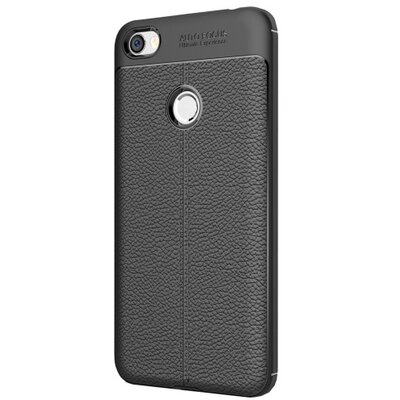 Hátlapvédő telefontok gumi / szilikon (bőrhatás, varrás minta) Fekete [Xiaomi Redmi Note 5A Prime]