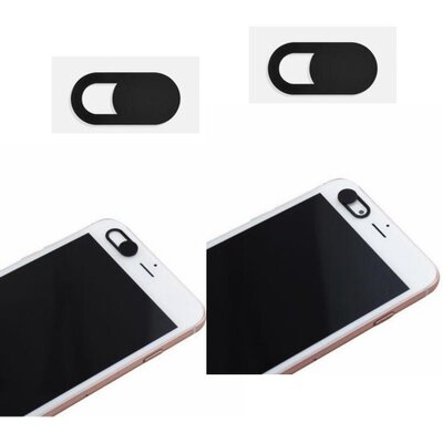 Műanyag kamera takaró (ultravékony, előlapi telefon és tablet, notebook web kamerához ideális, 19 x 9 x 0.8mm) FEKETE