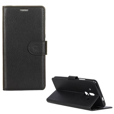 Telefontok álló, bőr hatású (flip, oldalra nyíló, asztali tartó funkció) Fekete [Huawei Mate 10 Pro]