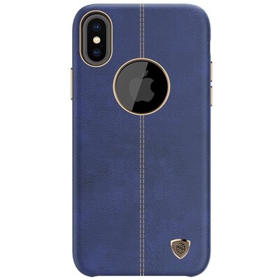 Nillkin Englon műanyag hátlapvédő telefontok (bőrbevonat, varrásminta, logo kivágás) Kék [Apple iPhone X]