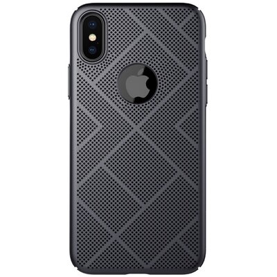 Nillkin Air műanyag hátlapvédő telefontok (gumírozott, lyukacsos) Fekete [Apple iPhone X]