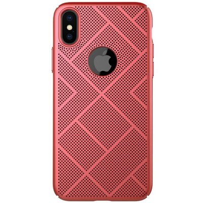 Nillkin Air műanyag hátlapvédő telefontok (gumírozott, lyukacsos) Piros [Apple iPhone X]