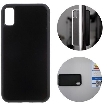 Műanyag hátlapvédő telefontok (gumi / szilikon belső, minden anyagra tapad) Fekete [Apple iPhone X]