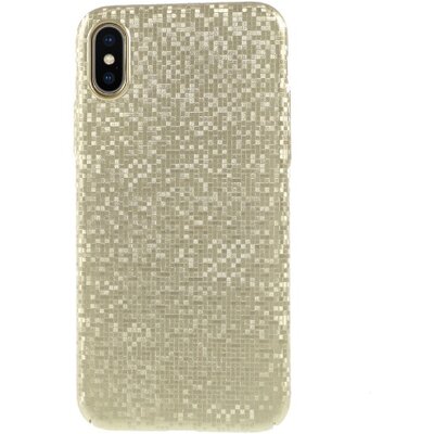 Műanyag hátlapvédő telefontok (csillogó, mozaik minta) Arany [Apple iPhone X]