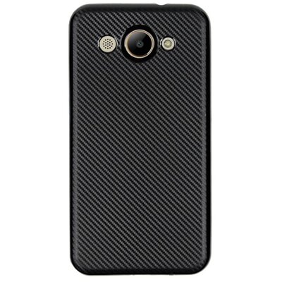 Hátlapvédő telefontok gumi / szilikon (karbon minta) Fekete [Huawei Y3 (2017)]