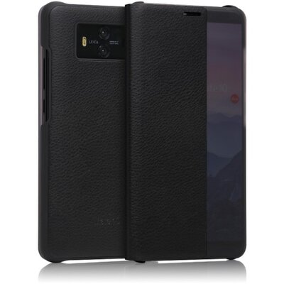 Telefontok álló, bőr hatású (flip, oldalra nyíló, View Window) Fekete [Huawei Mate 10]