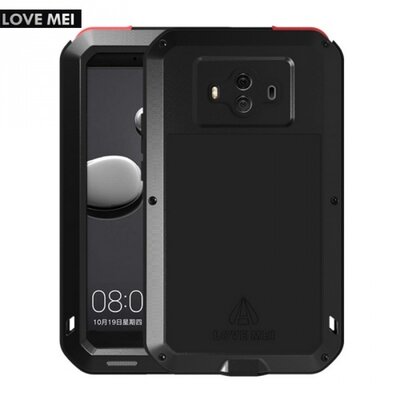 LOVE MEI Defender hátlapvédő telefontok gumi (ütésálló, fém keret) Fekete [Huawei Mate 10]
