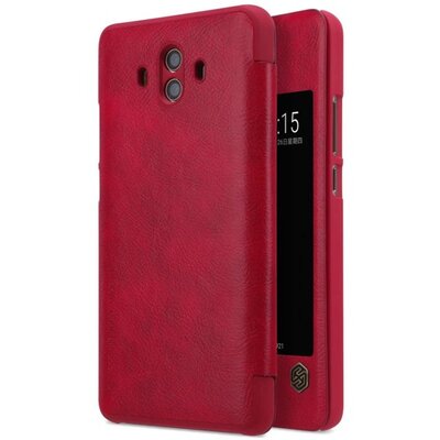 Nillkin Qin telefontok álló, bőr (aktív flip, S-View Cover) Piros [Huawei Mate 10]