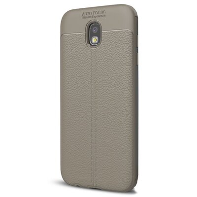 Hátlapvédő telefontok gumi / szilikon (bőrhatás, varrás minta) Szürke [Samsung Galaxy J5 (2017) SM-J530 EU]