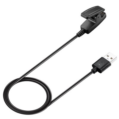 USB töltőkábel (100 cm, csíptethető) FEKETE - Garmin Forerunner 735XT / 235 / 230 / 630 / Approach S20