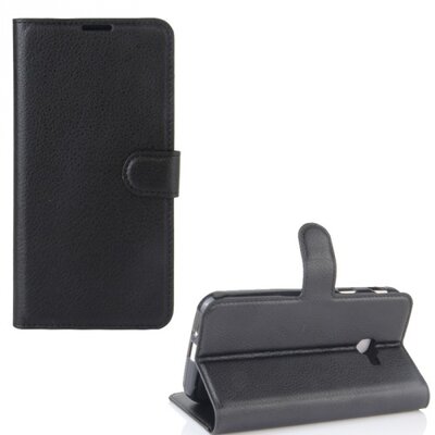 Telefontok álló, bőr hatású (flip, oldalra nyíló, asztali tartó funkció, prémium) Fekete [Samsung Galaxy XCover 4 (SM-G390)]