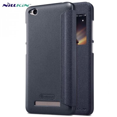 Nillkin Sparkle műanyag telefontok (mikroszálas bőr aktív flip, oldalra nyíló, S-View Cover) Fekete [Xiaomi Redmi 4A - 4A Pro]