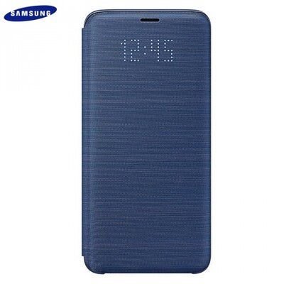 Samsung EF-NG960PL LED view cover gyári telefontok álló, bőr hatású (aktív flip, oldalra nyíló, akkufedél, bankkártya tartó, LED kijelző) Kék [Samsung Galaxy S9 (SM-G960)]